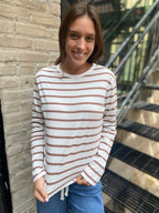 Charles Khaki & White Stripe Long Sleeve