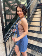 Kate Dusty Blue Short Tie Romper