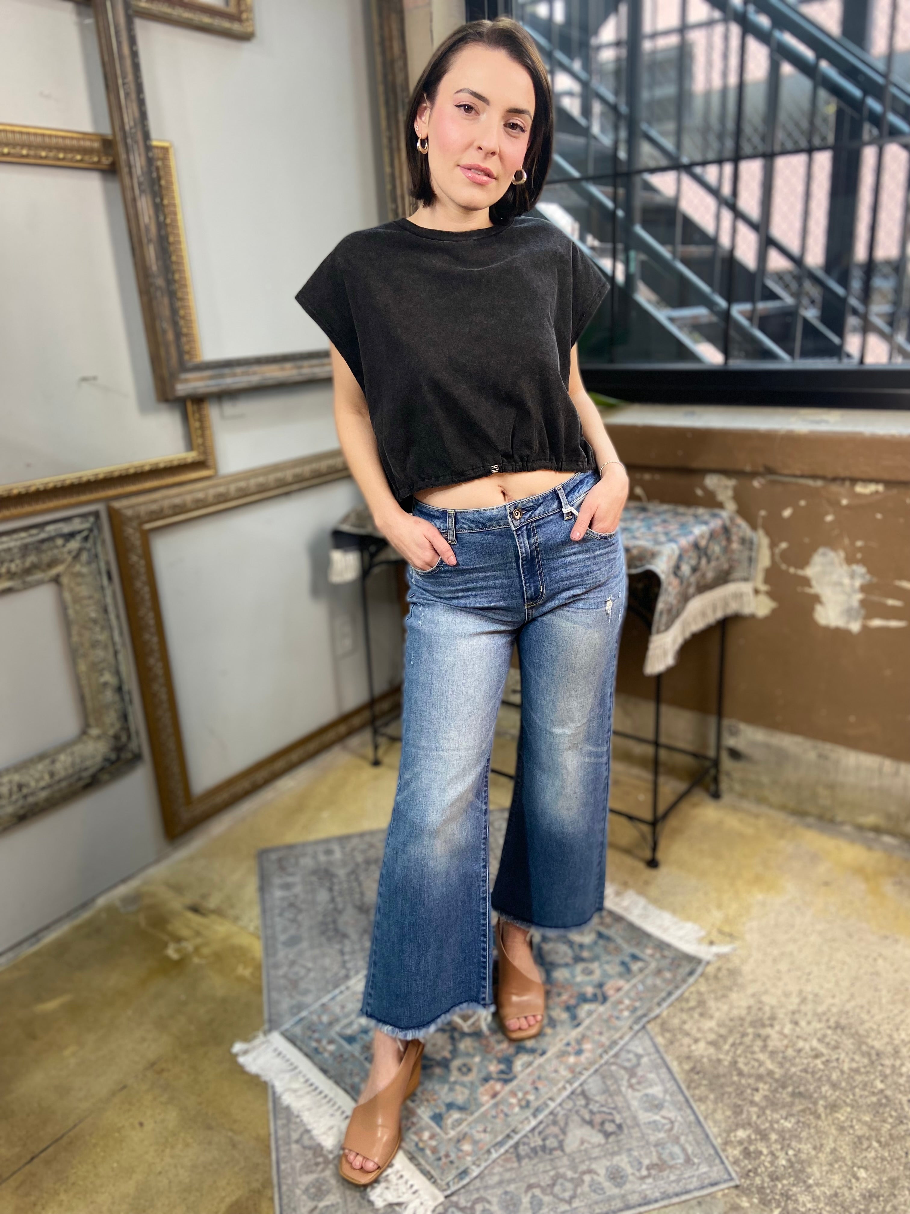 Aria Black Washed Sleeveless Top