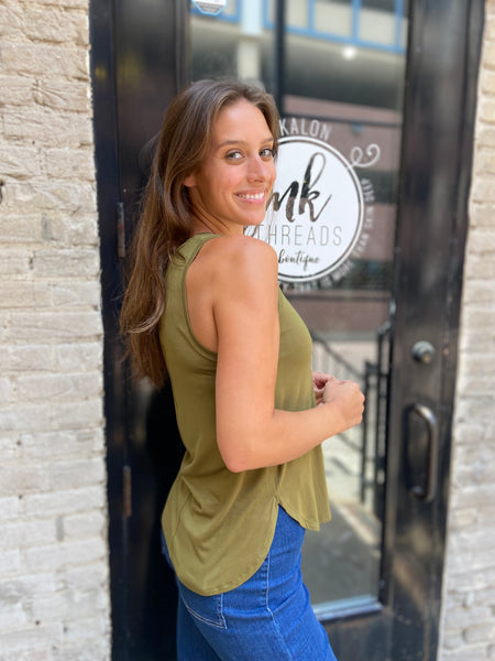 Nico Olive Relaxed Oversized Tank Top