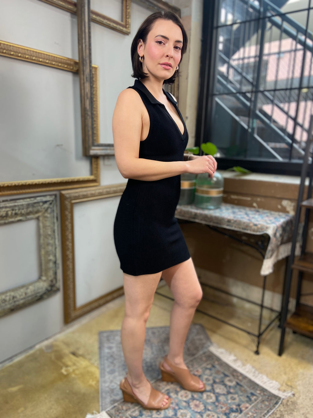 Cleo Black V Neck Mini Dress - MK Threads Boutique