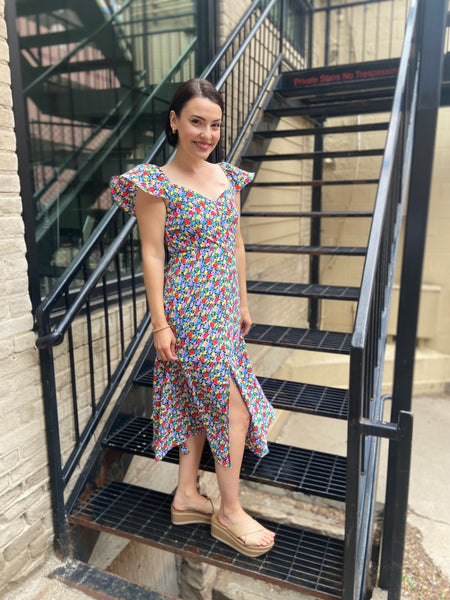 Leilani Black Short Sleeve Midi Dress