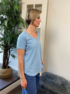 Thea Light Blue Short Sleeve Full Length Top - MK Threads Boutique