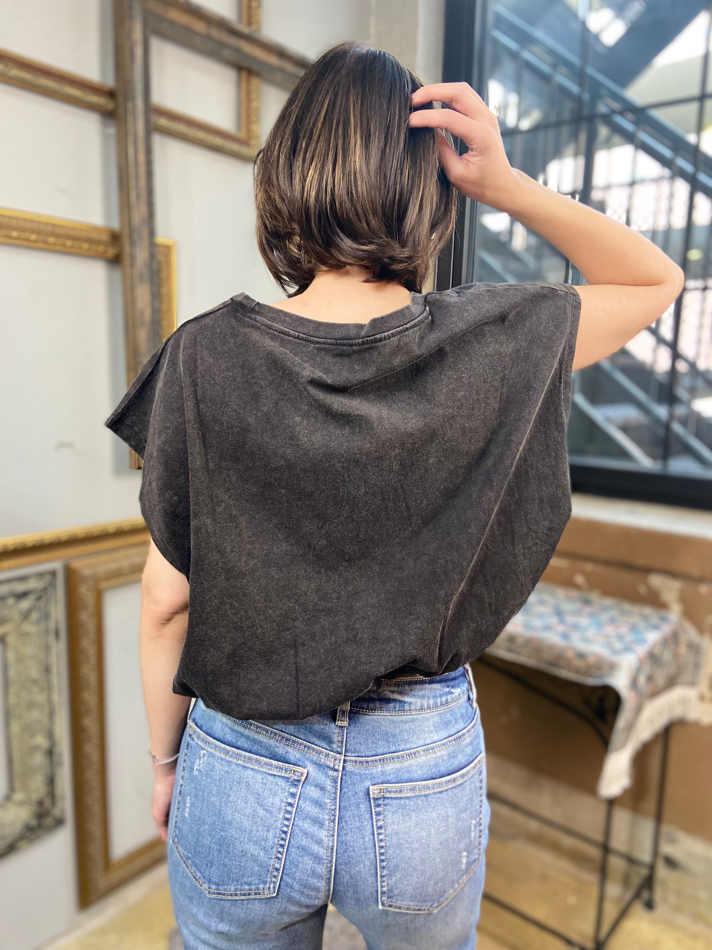 Aria Black Washed Sleeveless Top