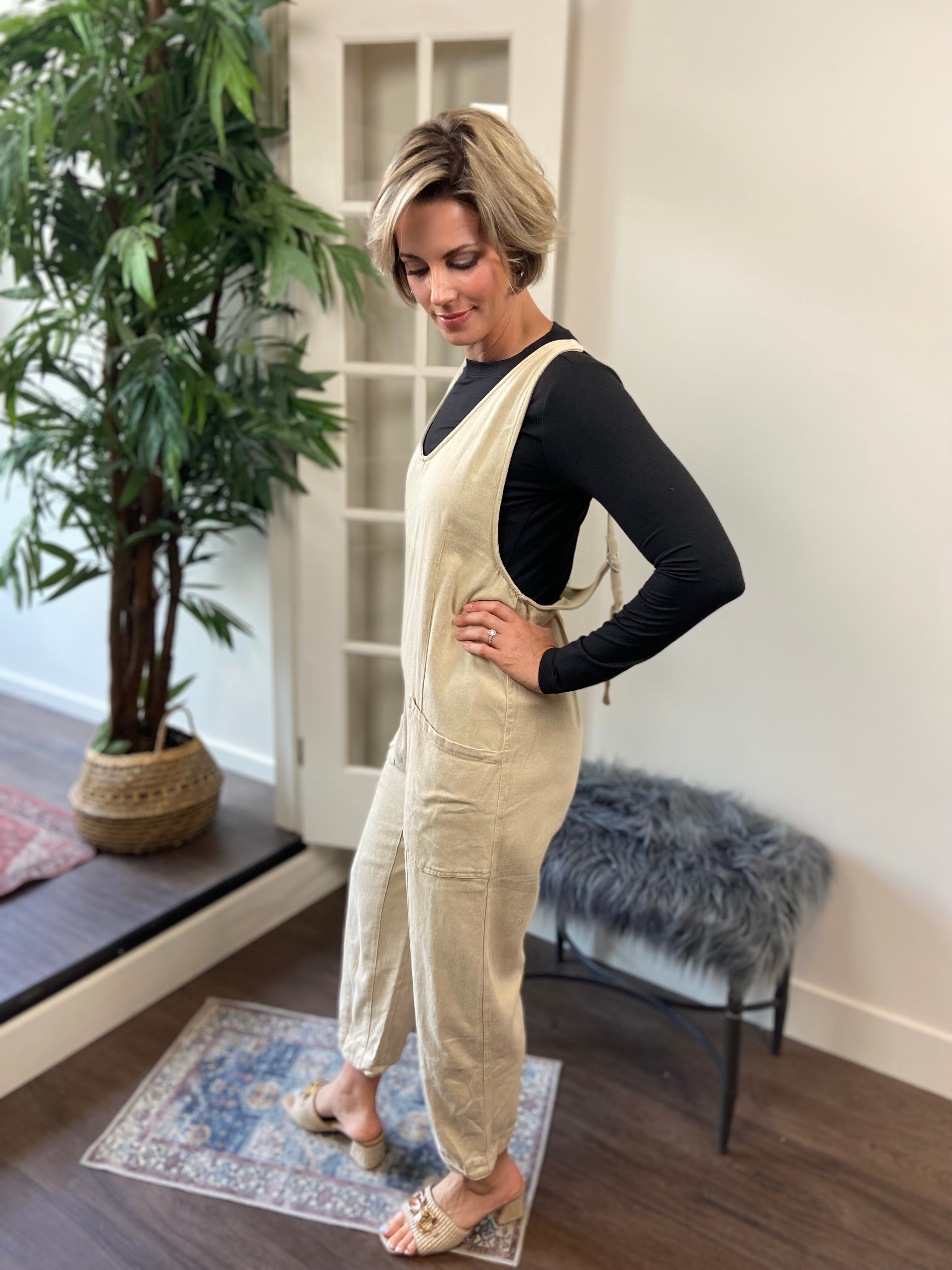Miya Taupe Pocket Jumpsuit - MK Threads Boutique