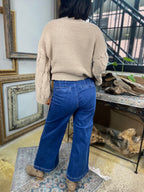 Layla Dark High Rise Adjustable Waist Cropped Risen Jeans