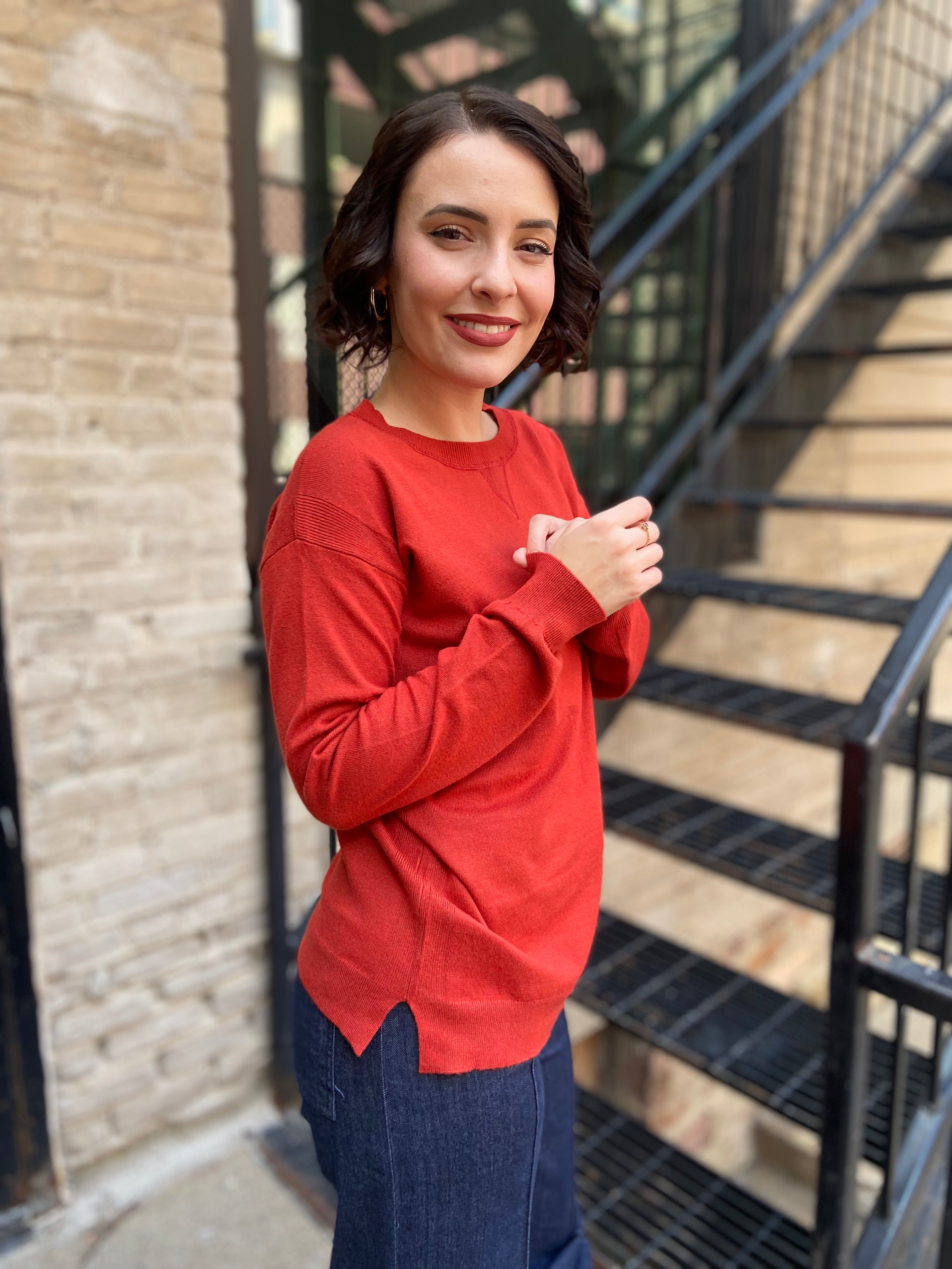 Izzy Burnt Orange Long Sleeve Sweater