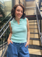 Ally Blue Sleeveless Sweater Vest - MK Threads Boutique