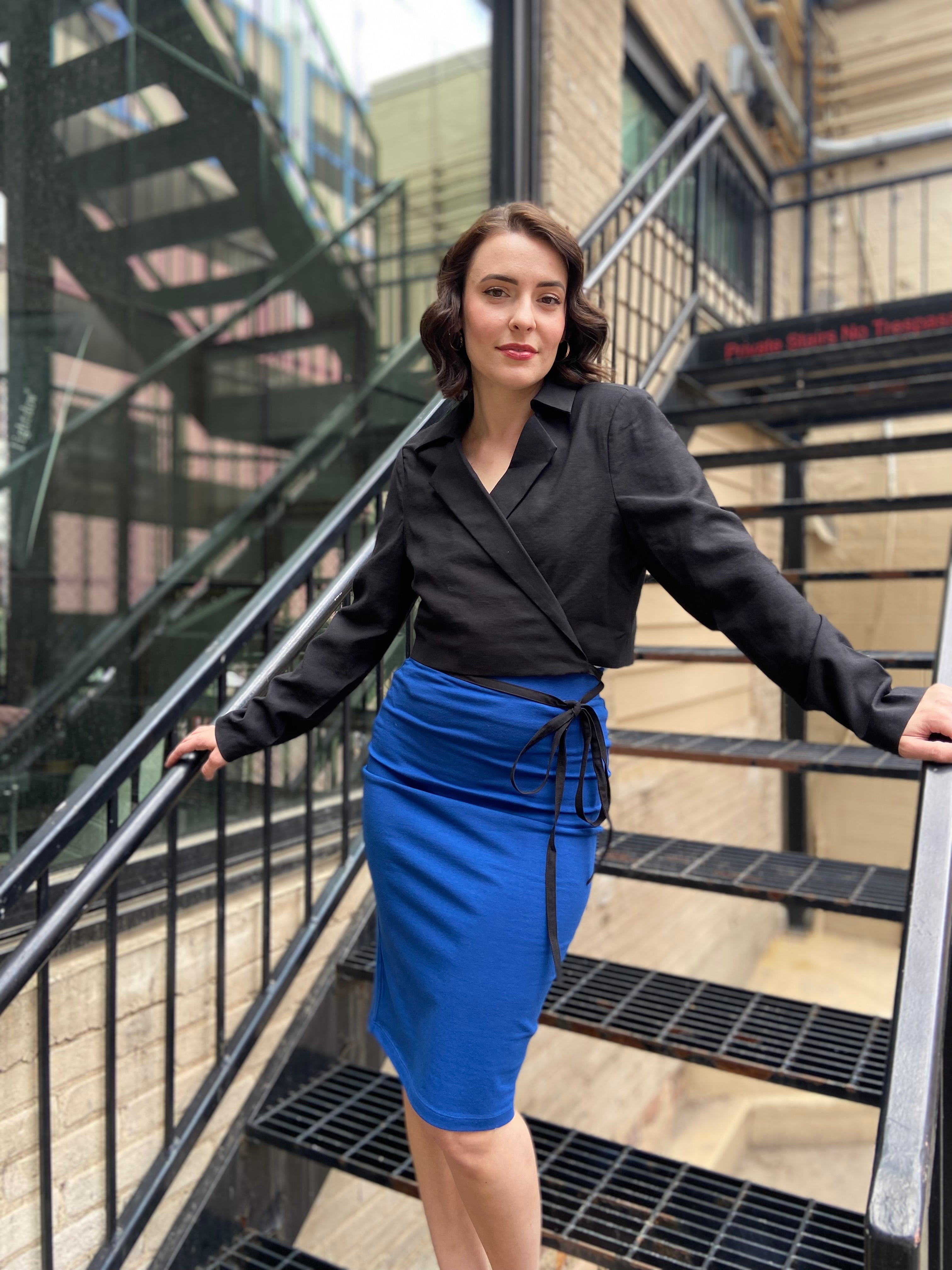 Cassie Navy Blue Spandex Pencil Skirt - MK Threads Boutique