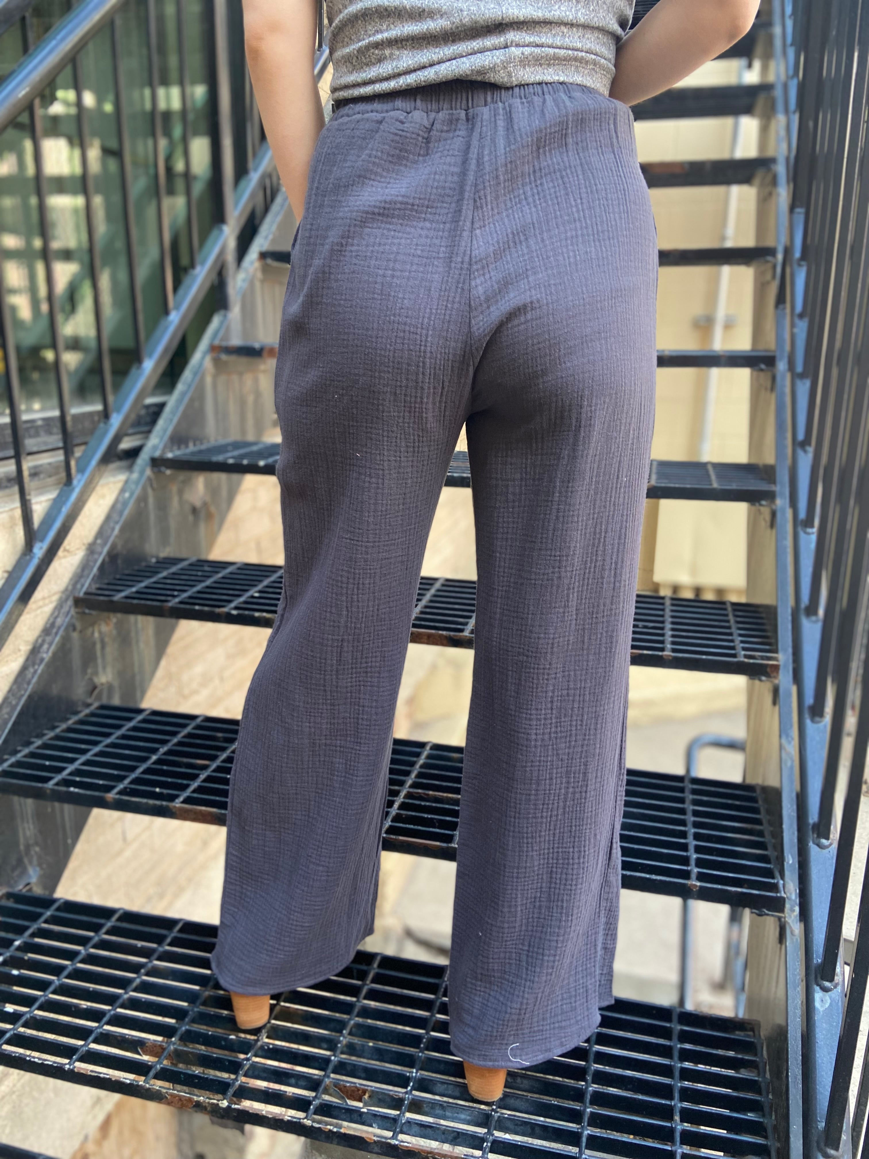 Vanessa Gray Waffle Wide Leg Pants - MK Threads Boutique