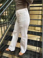 Bali White Straight Leg Ripped Risen Jeans - MK Threads Boutique