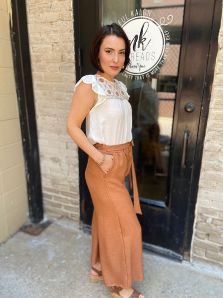 Cora Rust Cropped Tie Pants