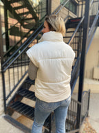 Angela Cream Oversized Puffer Vest