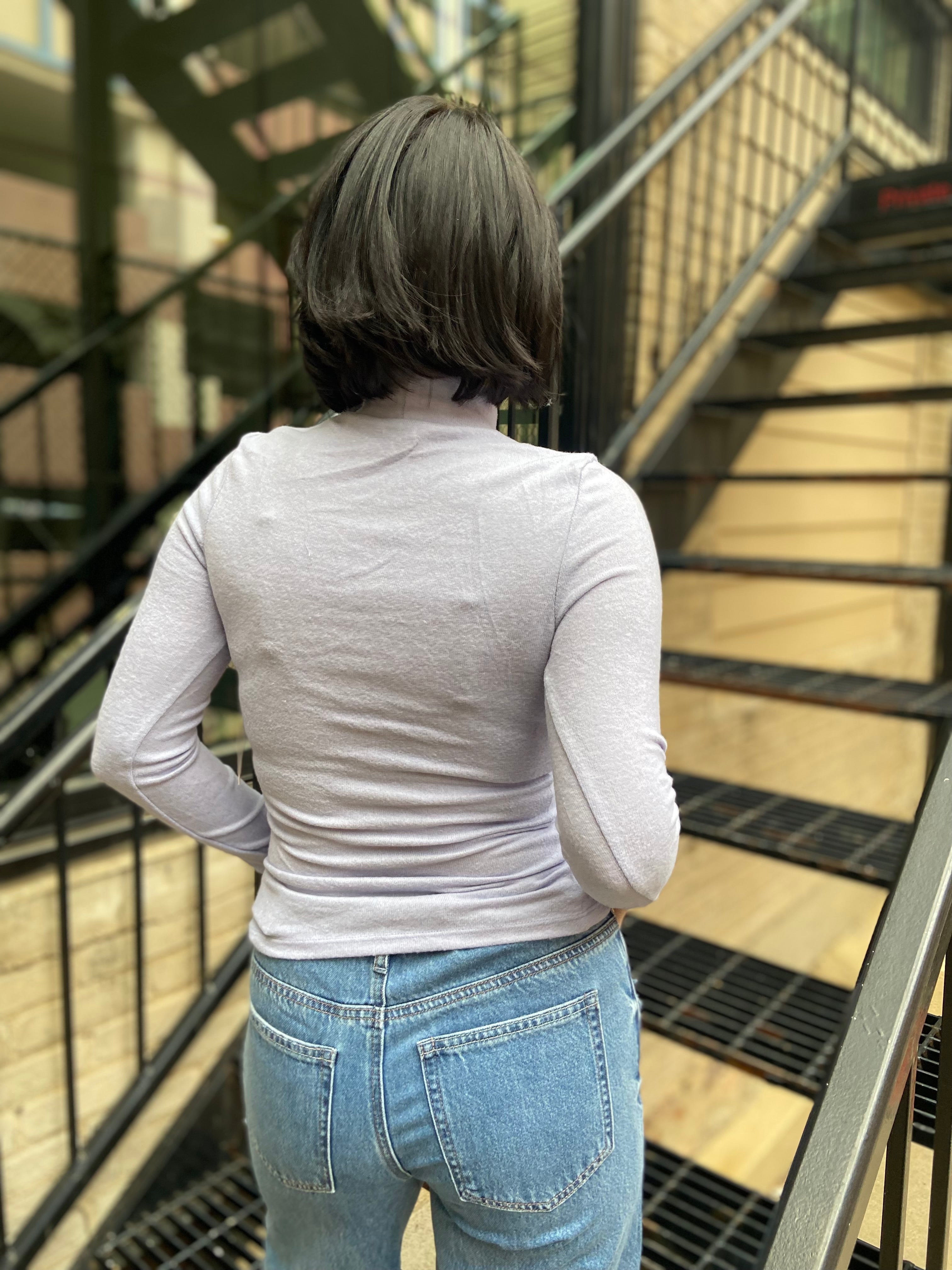 Stacy Blue Mock Neck Long Sleeve