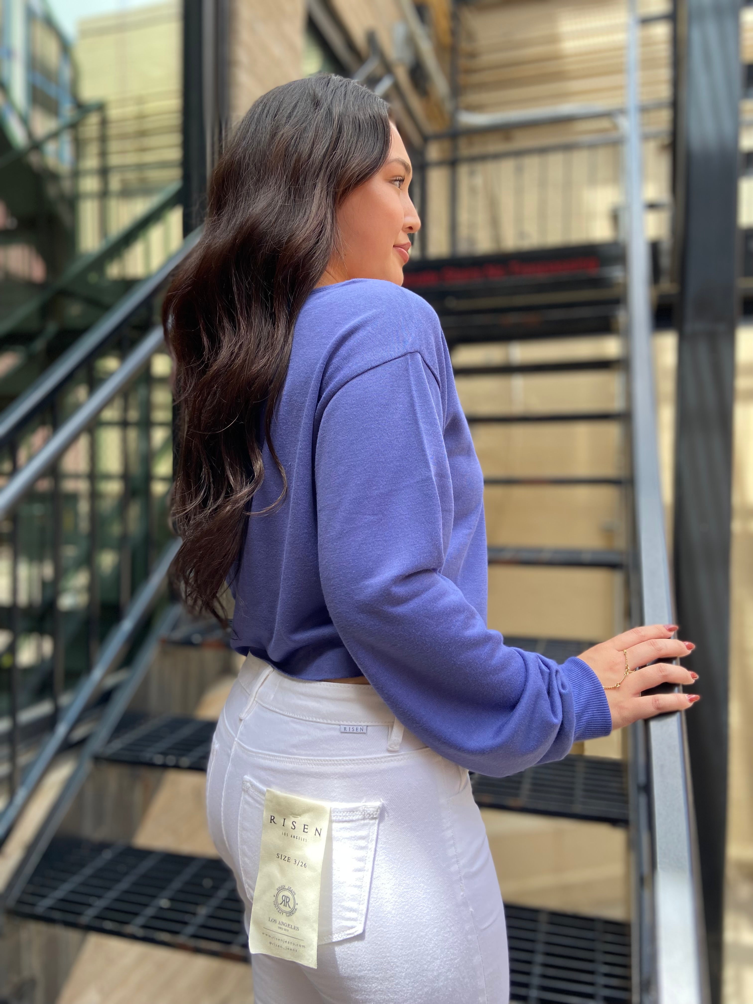 Katie Dusty Purple Thin Boat Neck Sweater - MK Threads Boutique