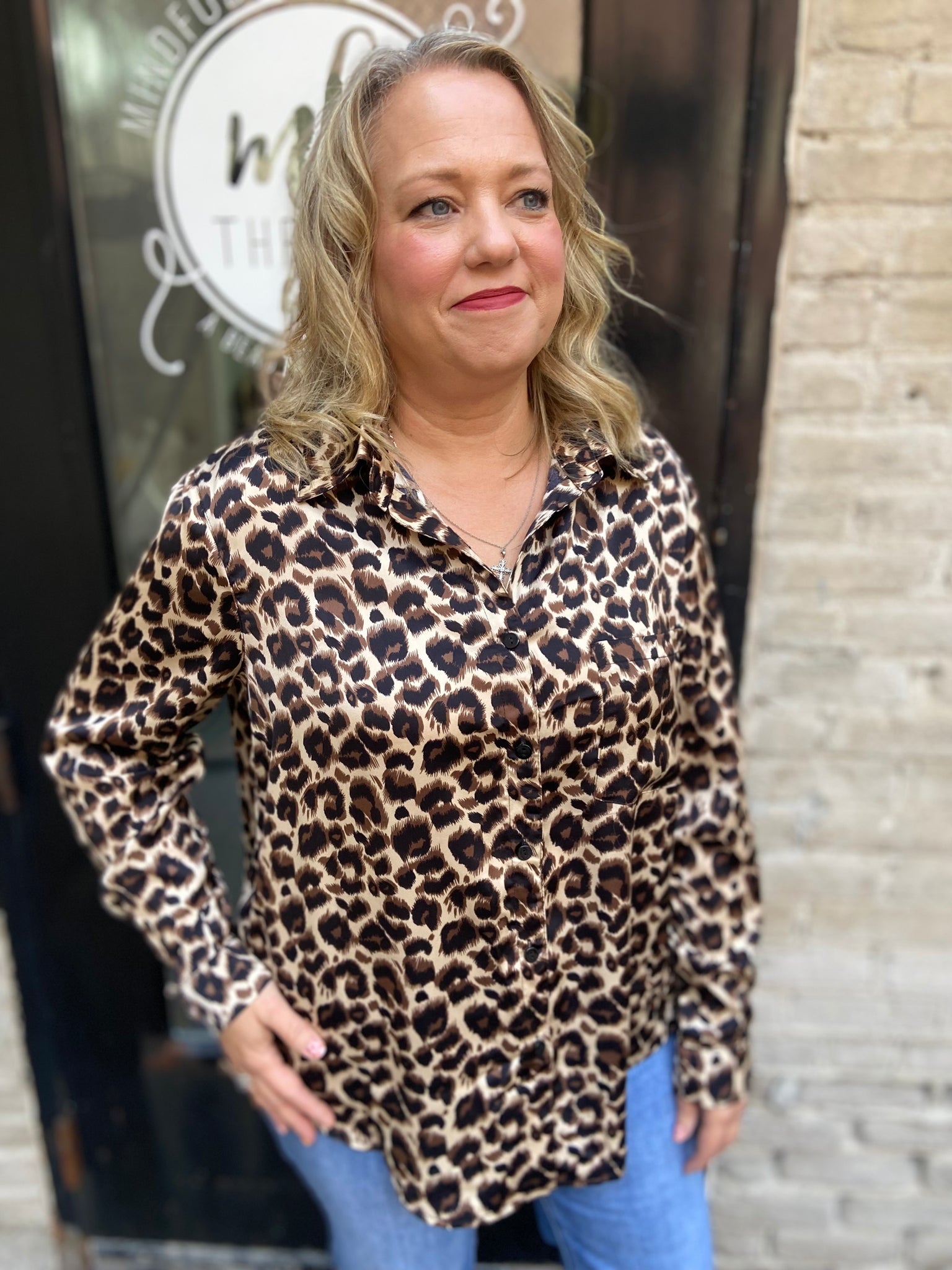 Roberta Plus Size Brown Leopard Top