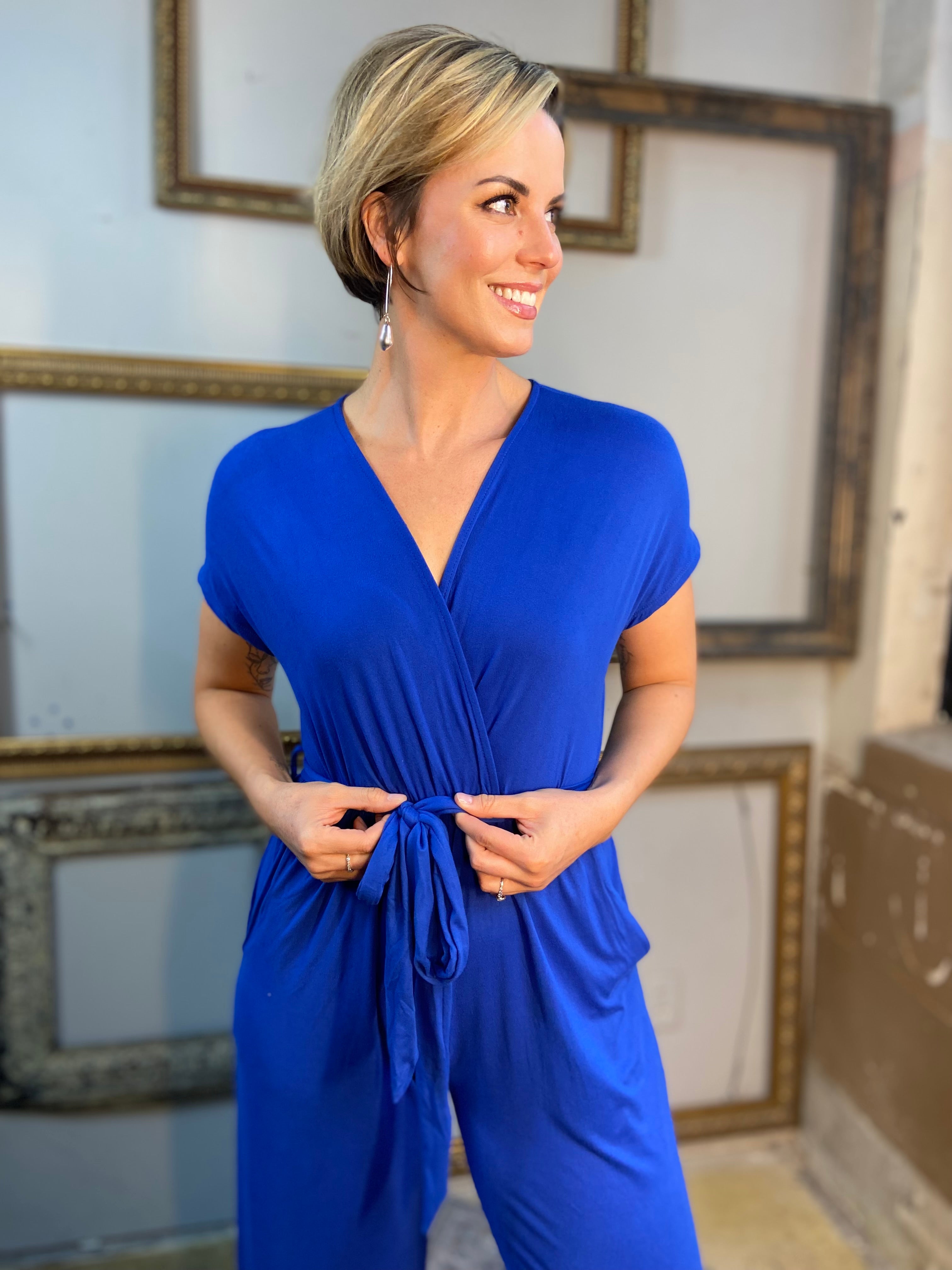 Calista Royal Blue Belted Jumpsuit