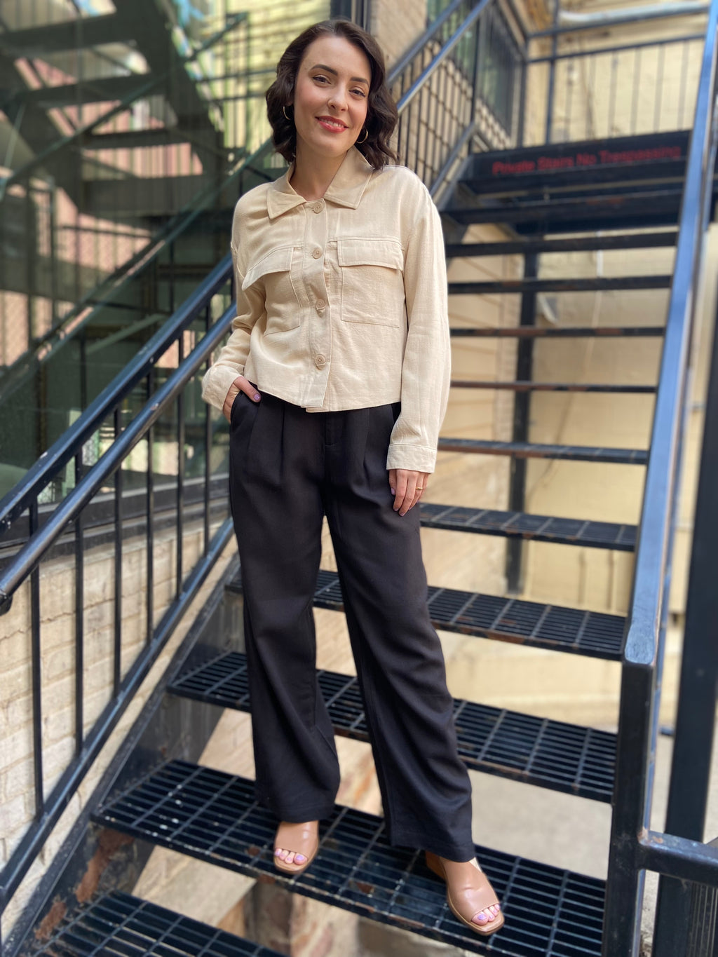Sammi Black High Waisted Baggy Linen Pants - MK Threads Boutique