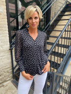 Miranda Black and White Polka Dot Blouse