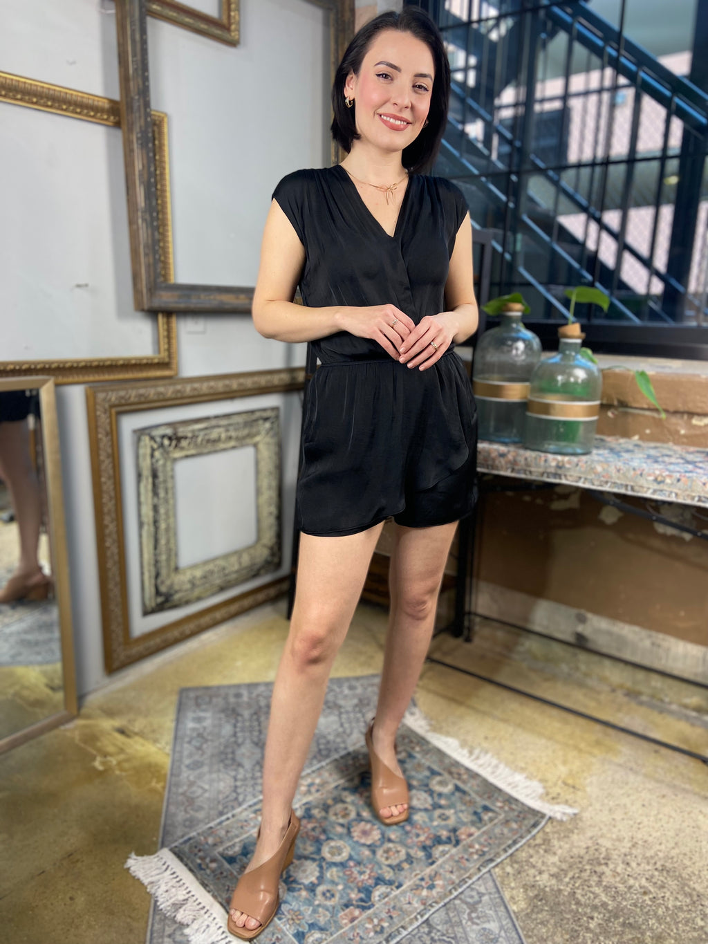 Alice Black Ruffled Sleeveless Romper