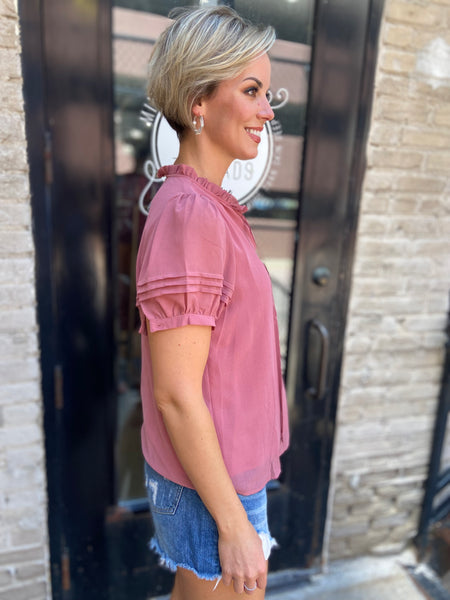 Cathy Mauve Tie Front Blouse
