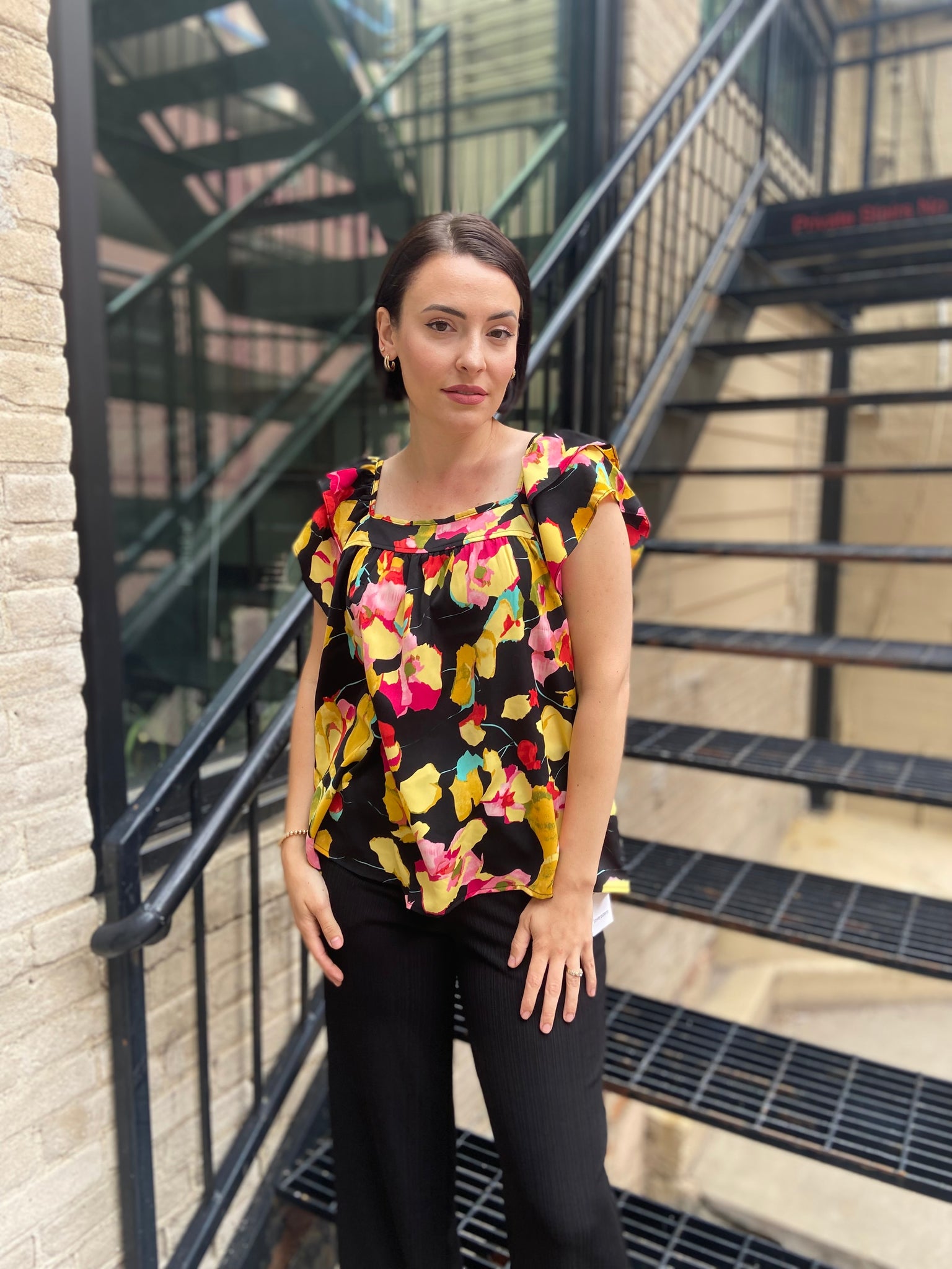 Agnes Black Floral Blouse