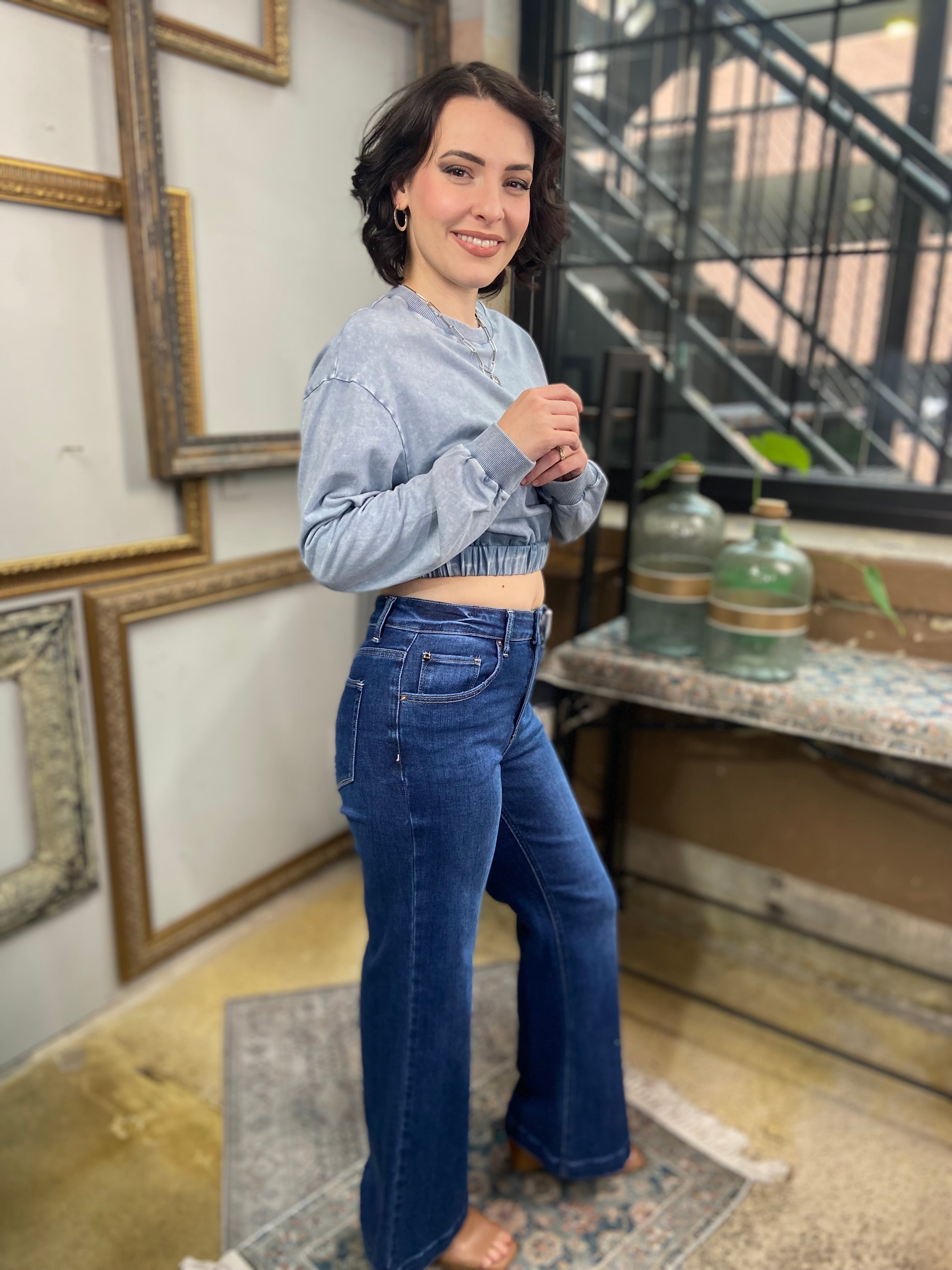 Aubrey Light Blue Cropped Sweater