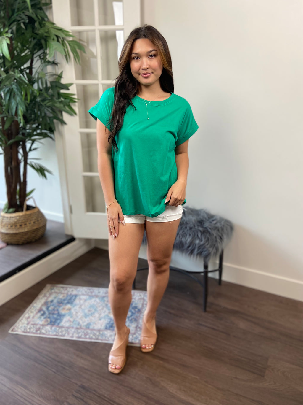 Mara Kelly Green Cuff Sleeve Shirt - MK Threads Boutique