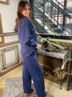 Cora Blue Scuba Crewneck & Pant Set