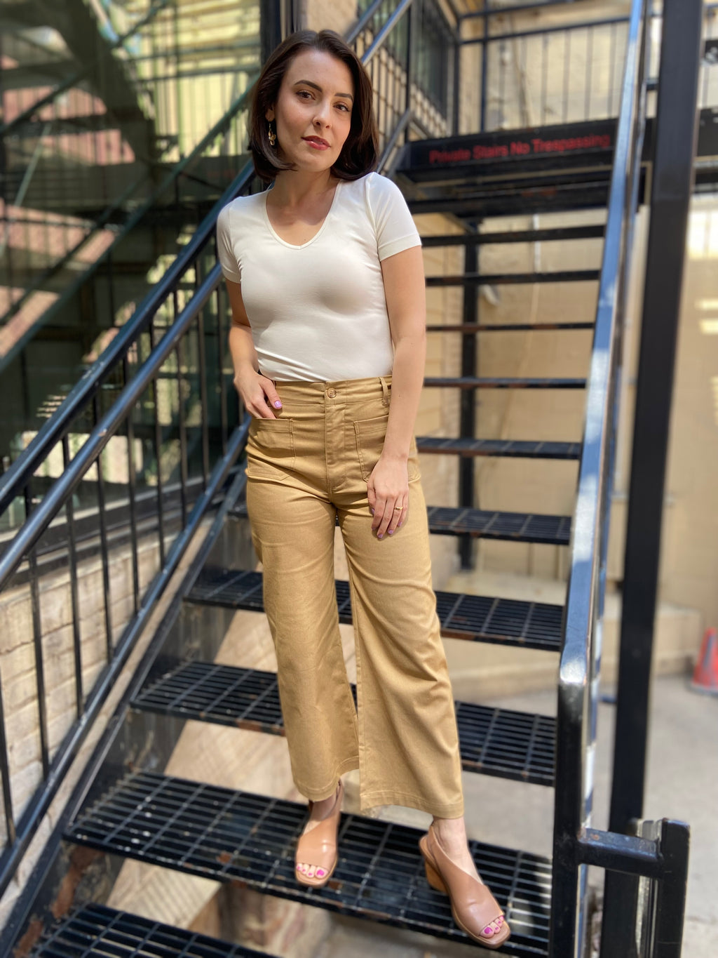 Petra Khaki Wide Leg Cropped Pants - MK Threads Boutique