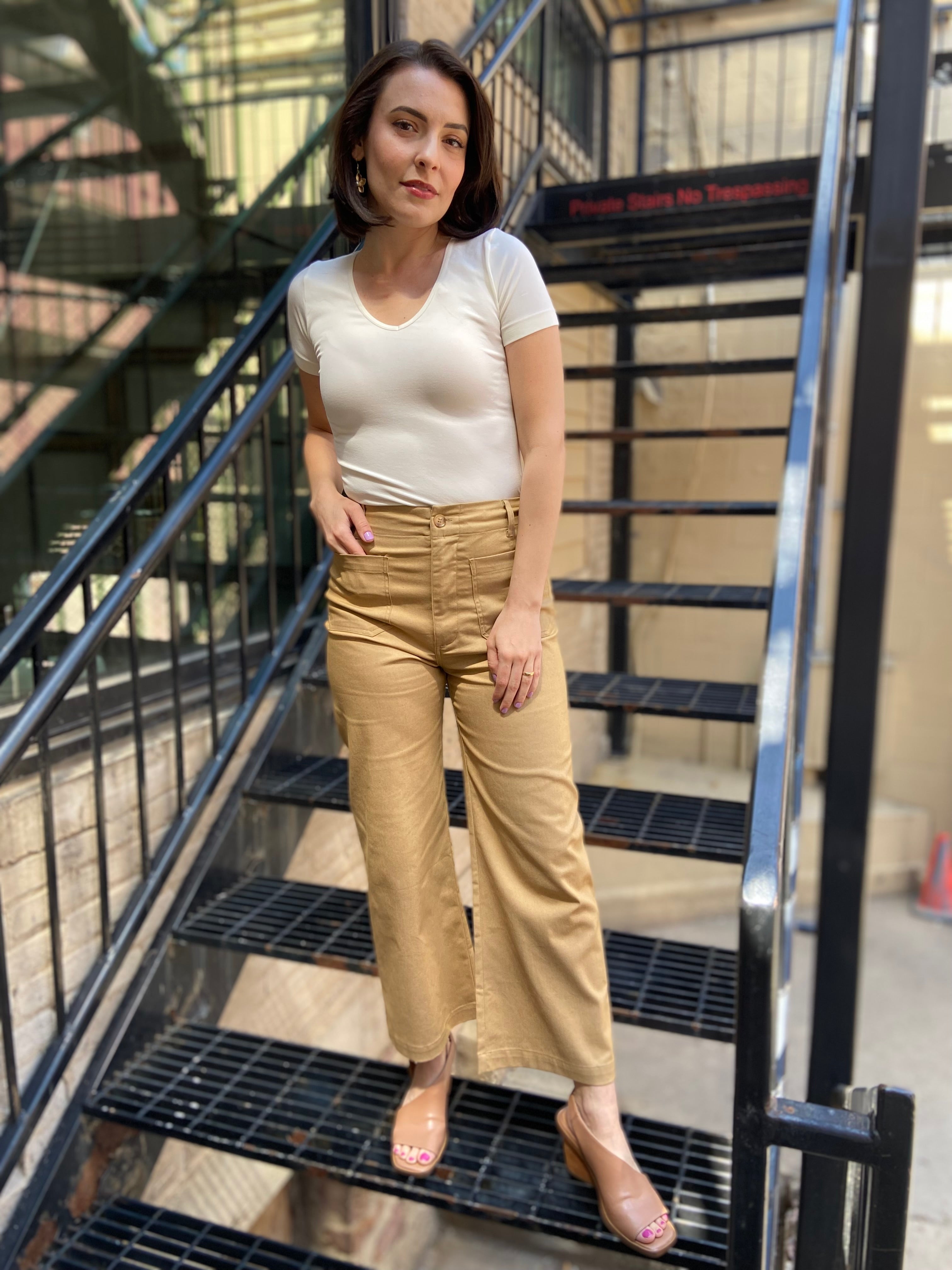 Petra Khaki Wide Leg Cropped Pants - MK Threads Boutique