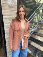 Stella Rust Waffle Knit Oversized Shacket