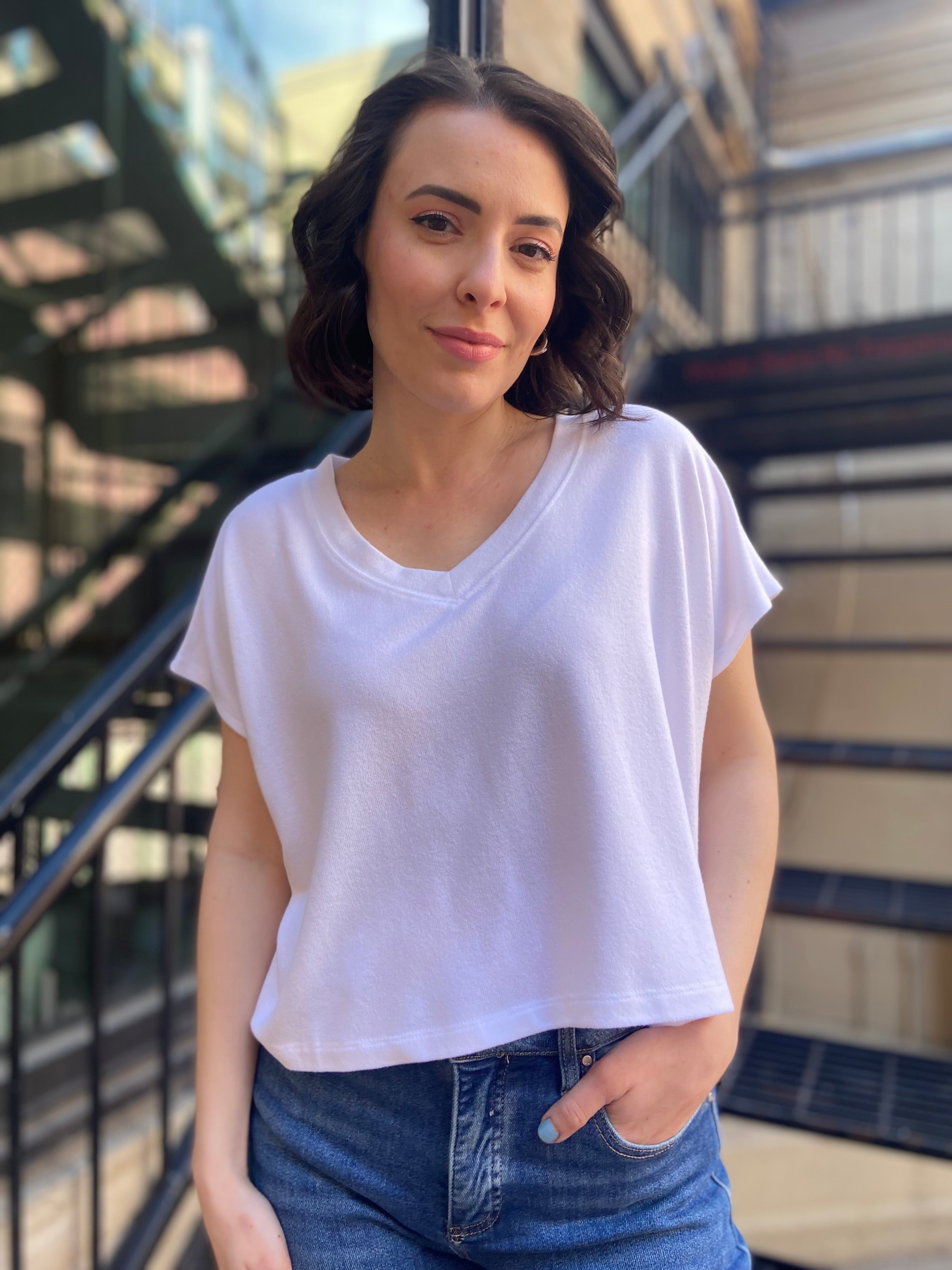 Ramona White Oversized Cropped Top - MK Threads Boutique