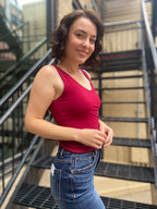 Rula Cherry Double Line V Neck Tank Top - MK Threads Boutique