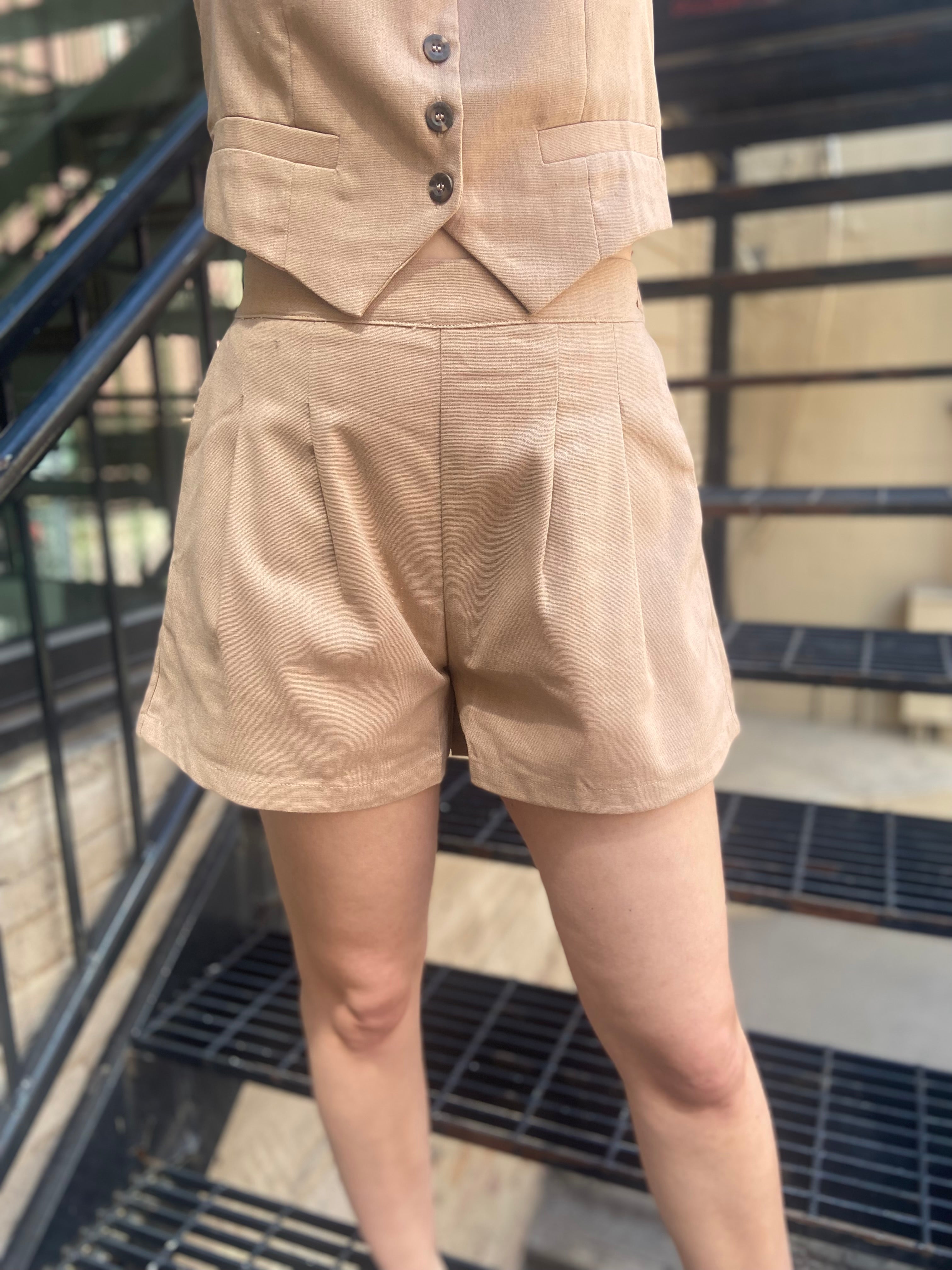 Olivia Taupe High Wasted Shorts - MK Threads Boutique