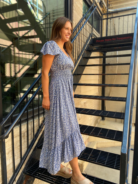 Isabella Blue Floral Maxi Dress