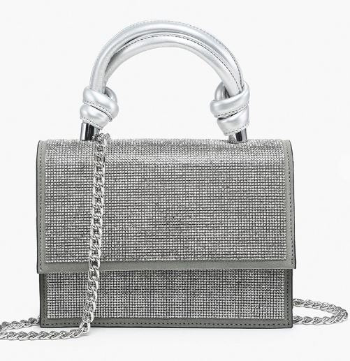 Remi Silver Mini Rhinestone Bag