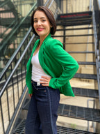 Saffron Green Front Button Blazer