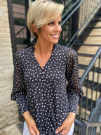 Miranda Black and White Polka Dot Blouse