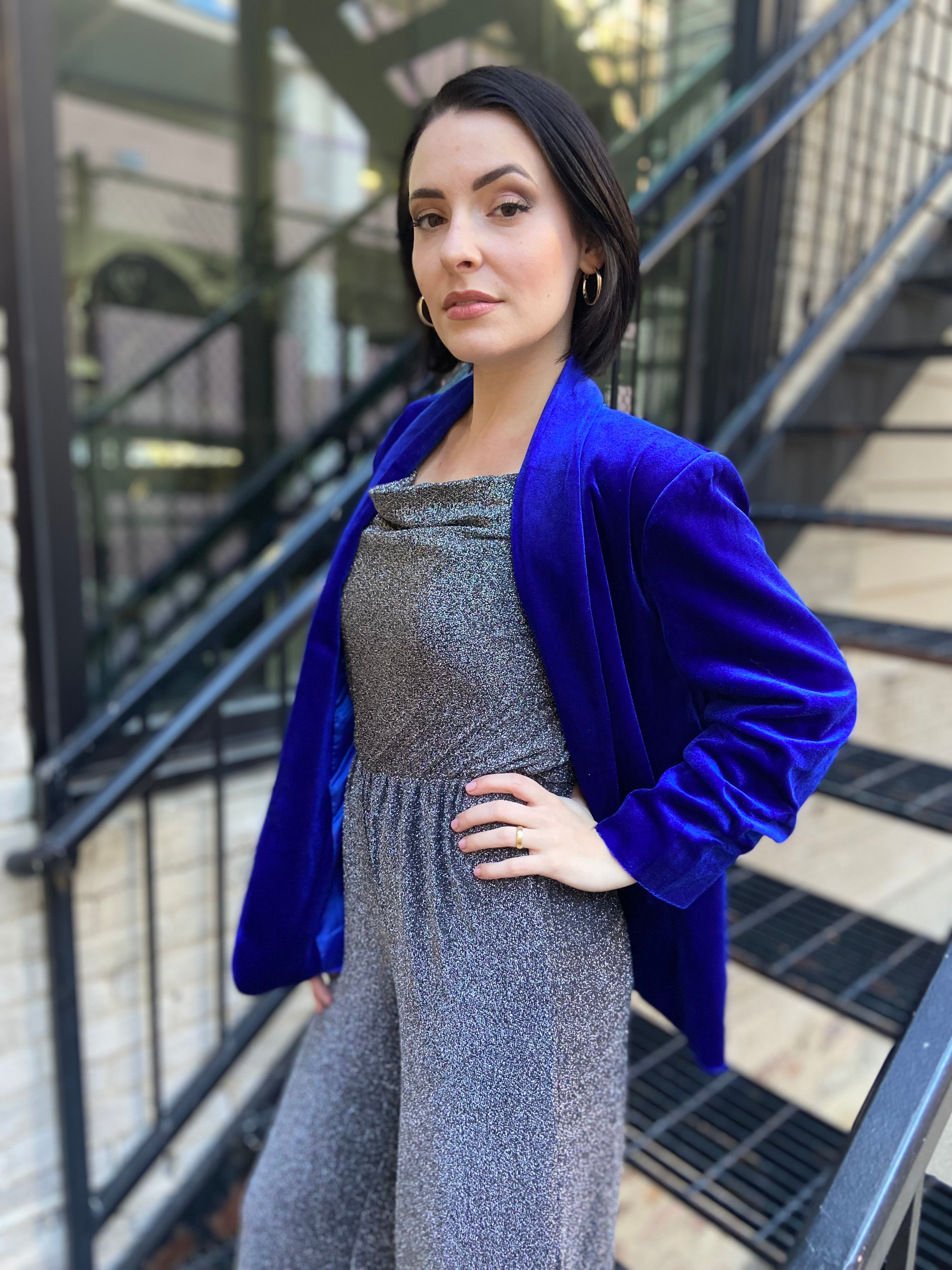 Finley Royal Blue Velvet Blazer Jacket