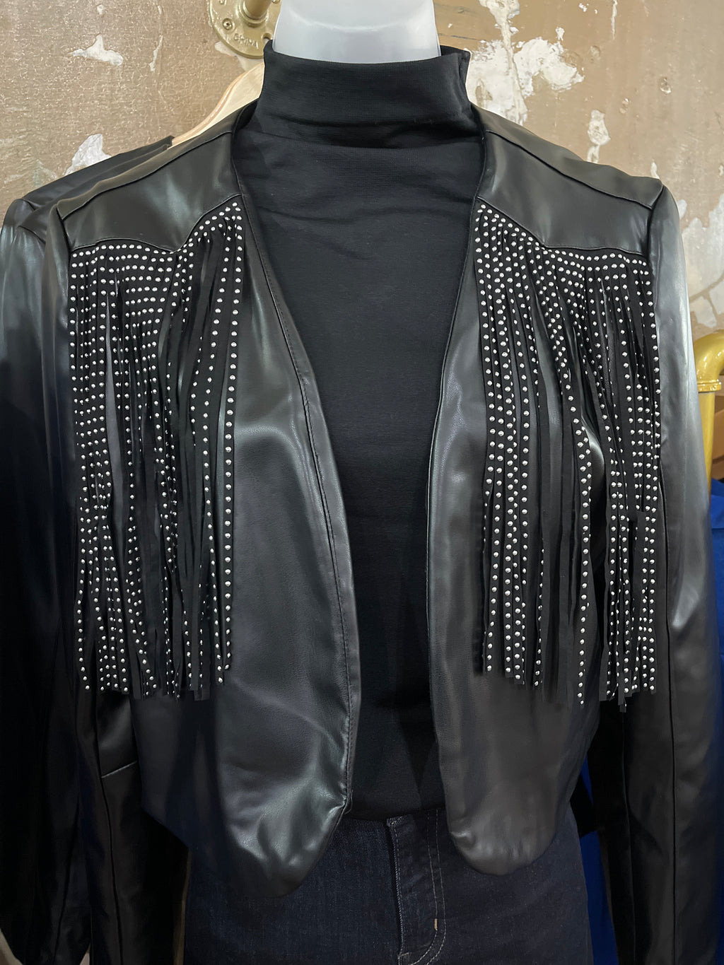 Alora Black Fringe Leather Jacket