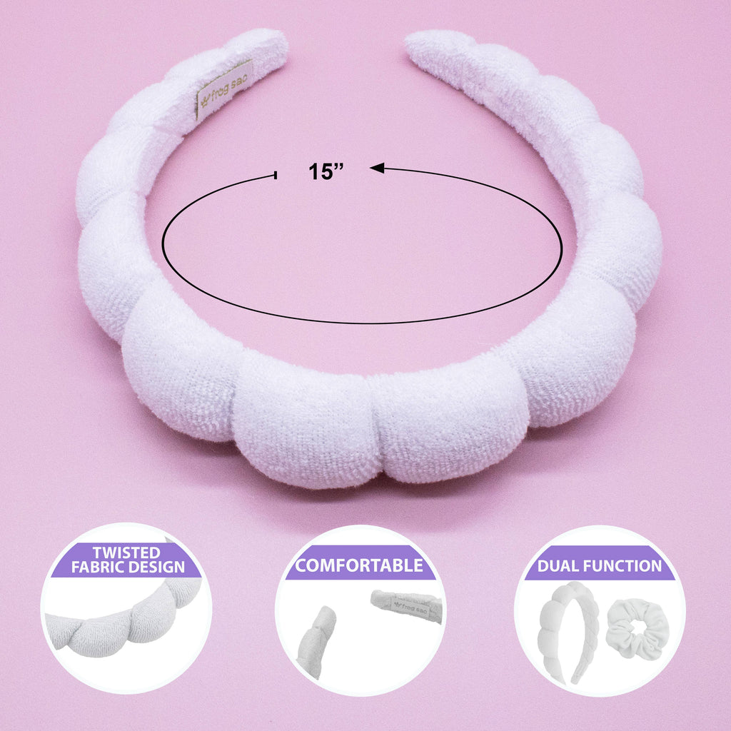 Spa Headband - Skincare Headband & Scrunchie Wristband Set: Mint