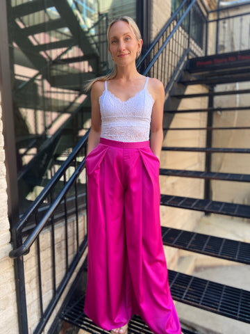 Braylee Fuchsia Wide Leg Pants