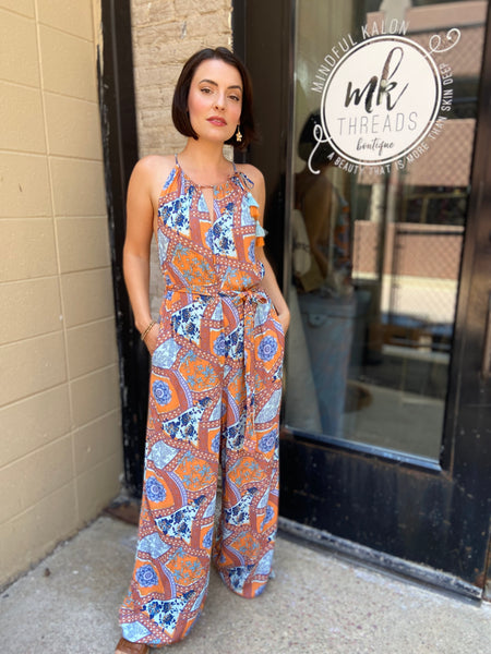 Ollie Mosaic Print Wide Leg Jumpsuit