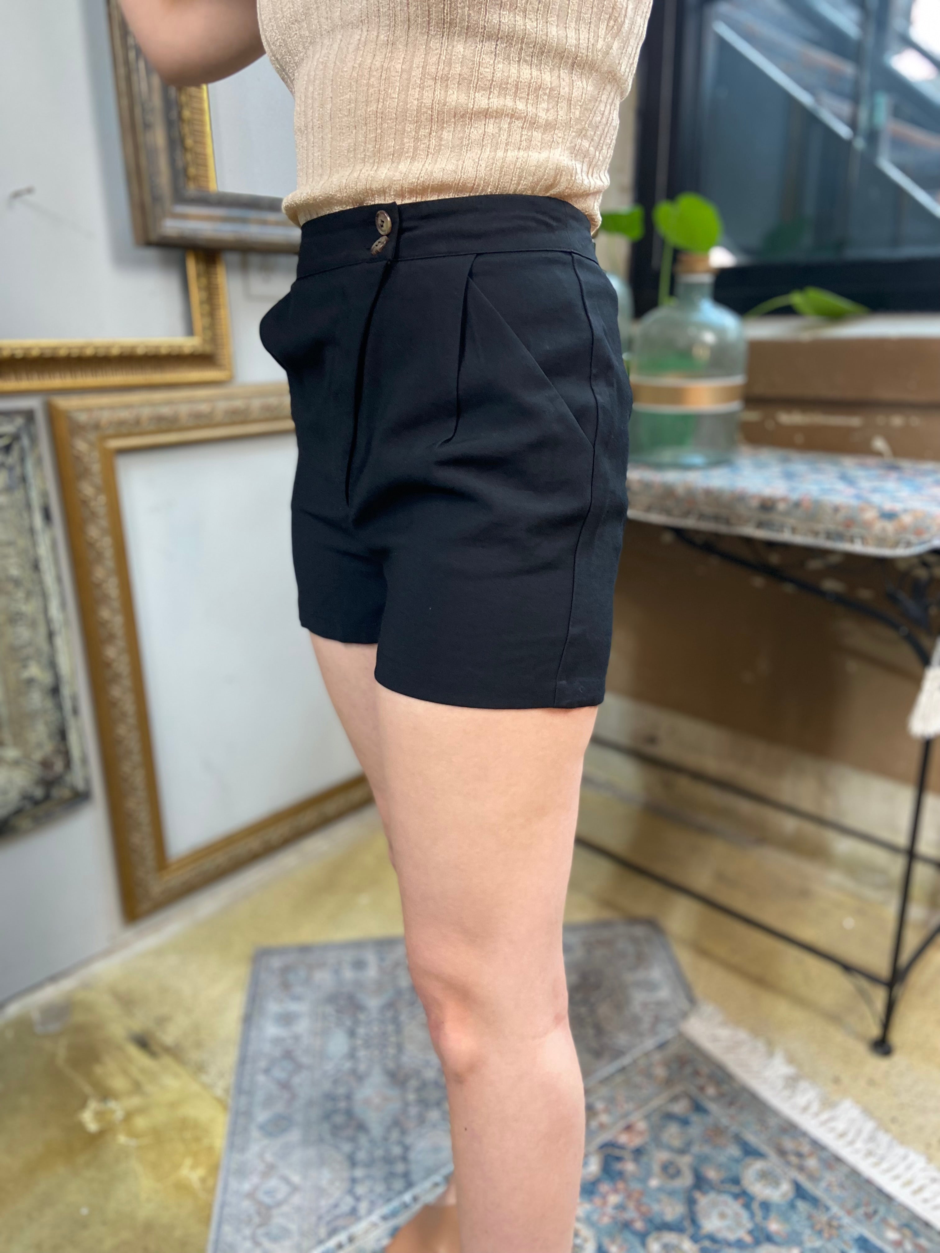 Ally Black Asymmetric Shorts
