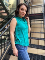 Ellen Teal Sleeveless Button Down - MK Threads Boutique