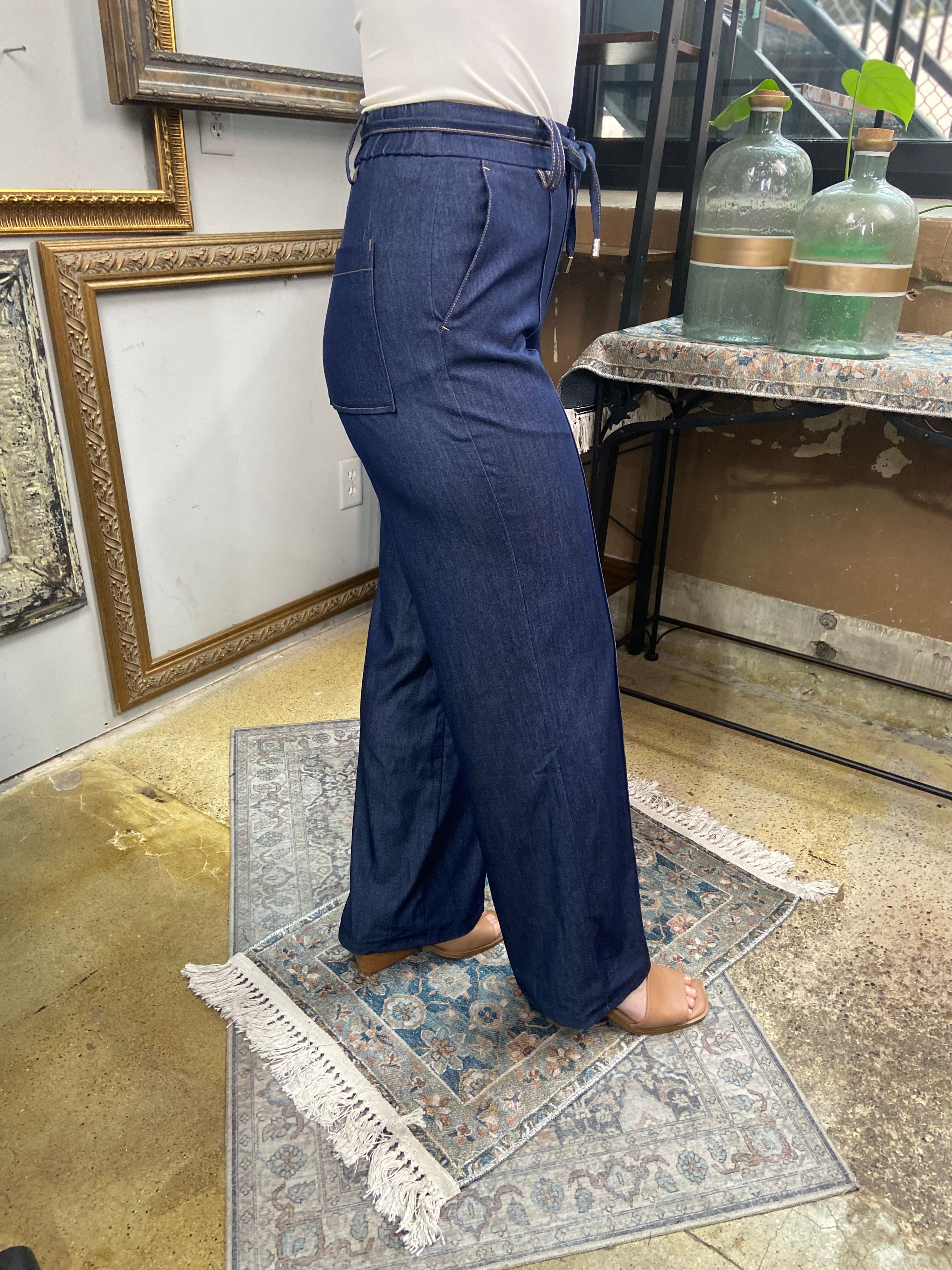 Felix Denim High Waisted Drawstring Pants - MK Threads Boutique