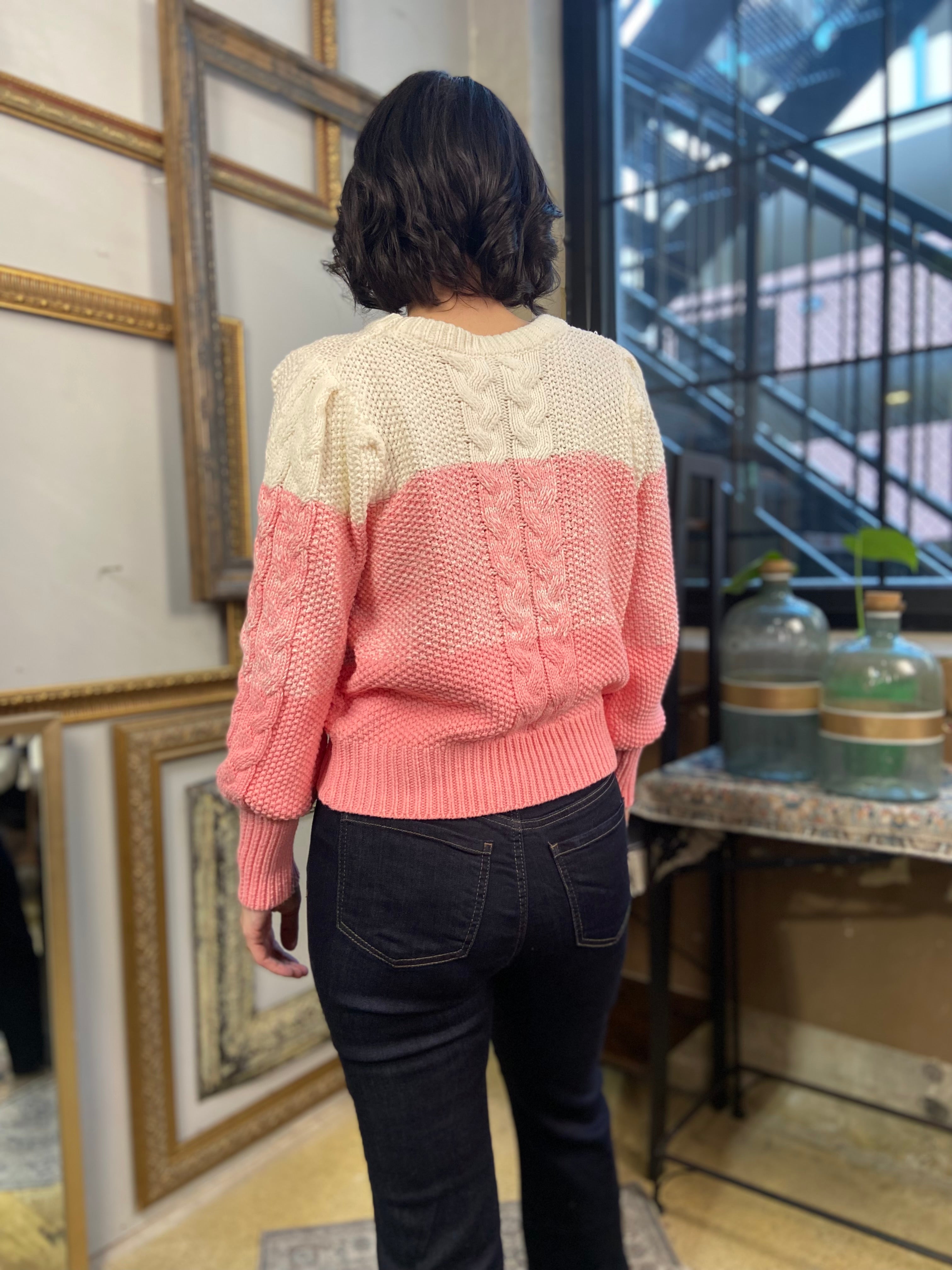 Freya Pink Stripe Knit Sweater