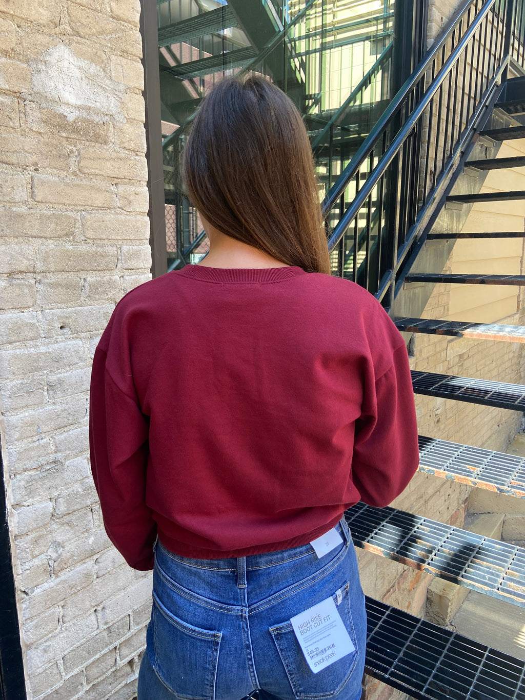 Lori Burgundy Cropped Sweatshirt