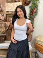 Aria White Sleeveless Scoop Neck Top